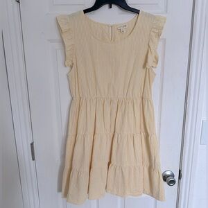 Maison Jules Yellow Striped Ruffled Smocked Sundress, size Large